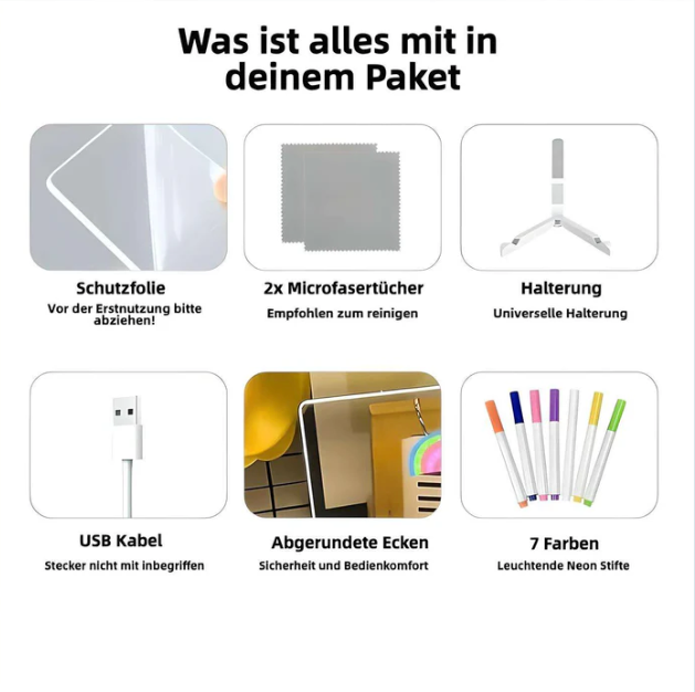ShinySketch™ - LED-Zeichentafel (inklusive 7 Leuchtstifte)