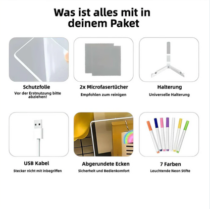 ShinySketch™ - LED-Zeichentafel (inklusive 7 Leuchtstifte)